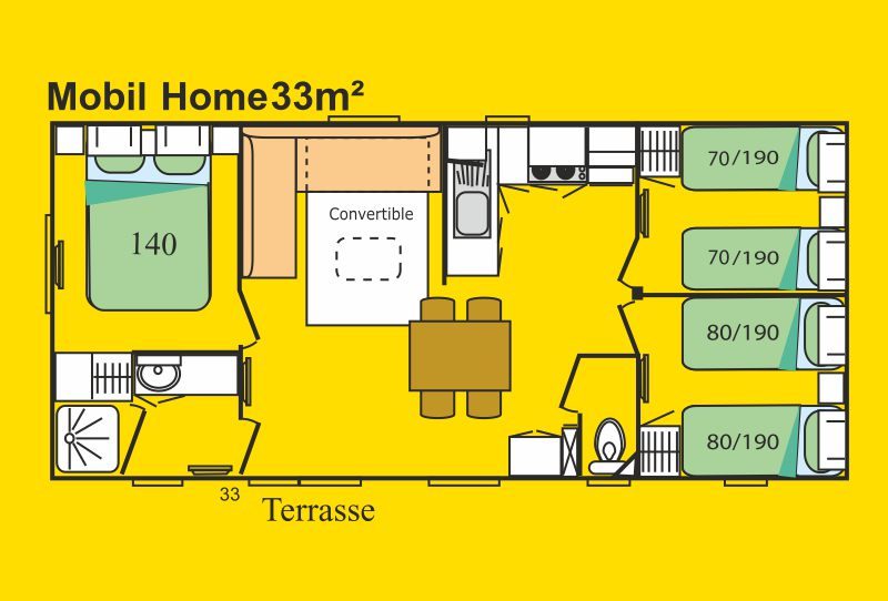 Location mobil-home 6 personnes 33 m² la tranche sur mer